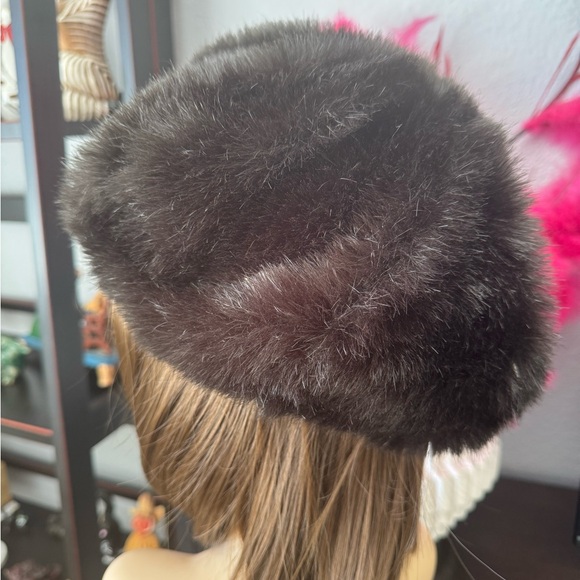 Vintage Dark Brown Faux Fur Beret - Picture 7 of 9